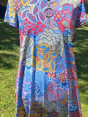 MSK NWOT Women’s Coral Paradise Floral Zip-Front Shirt Dress Sz. Small
